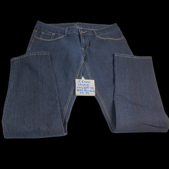 J.Crew Jeans Women's Size 31 Stretch Denim Straight Leg Wide Waistband Low Rise - Picture 2 of 6